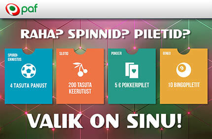 tasuta-raha-spinnid-piletid-paf-boonused-2 tasuta-raha-spinnid-piletid-paf-boonused-2 pokkeripilet TEE LIITUMISEL VALIK, KAS €20 RAHA, 200 TASUTA SPINNI, €5 POKKERIPILET VÕI 10 BINGOPILETIT? tasuta raha spinnid piletid paf boonused 2 tervitusboonused spordiennustus Tervitusboonused spordiennustus tasuta raha spinnid piletid paf boonused 2