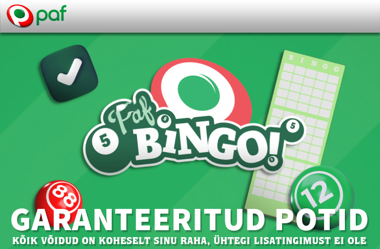 paf bingo garanteeritud potid boonused