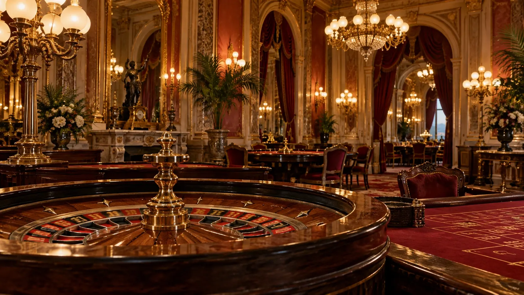 19. sajandi Monte Carlo stiilis kasiinosaal ja vana ruletiratas