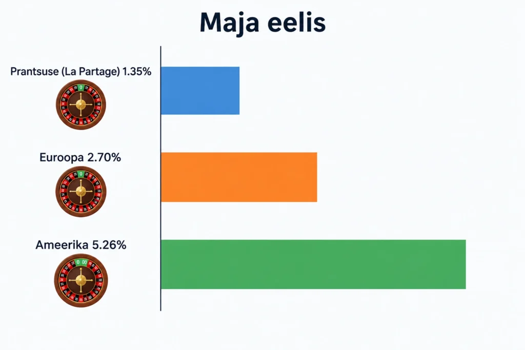 Ruleti ajalugu: legendid, kuulsad panused ja rulett filmides 3 Ruleti maja eelis: Prantsuse La Partage 1.35%, Euroopa 2.70%, Ameerika 5.26%