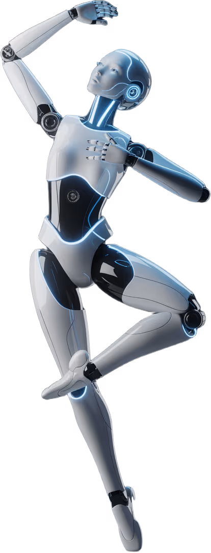 Inimene, agent või robot? Töö, tehnoloogia ja ühiskonna pöördepunkt aastatel 2025–2035 17 Tehisintellekti tulevik, robot tansimas