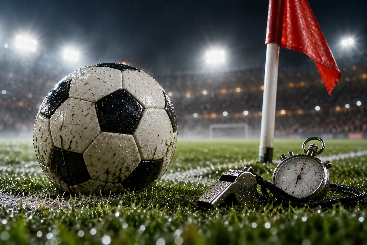 El Clásico ennustusmäng: OlyPicks Barcelona–Real Madrid – vasta 6 küsimusele, võida 20 € tasuta panus 3 Jalgpall, nurgalipp, vile ja stopper märjal murul öösel