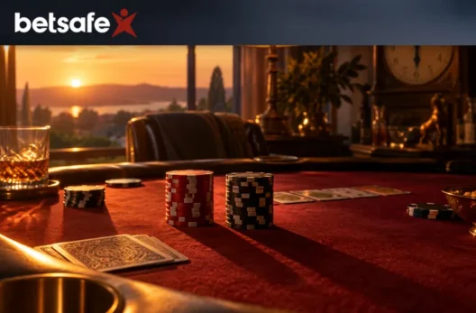 Kasiino boonused 2026 – pakkumised ja kampaaniad Eestis 13 Betsafe logo ning pokkerilaud žetoonivirnadega päikeseloojangul – Betsafe pokkeri Happy Hour