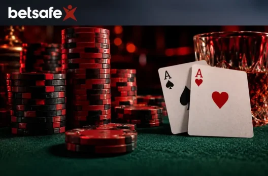 Betsafe logo ning pokkeri žetoonid ja kaks ässa – Betsafe pokkeri boonus