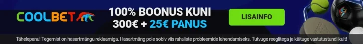 Coolbet spordiennustus: 100% boonus kuni 300 € + 25 € panus