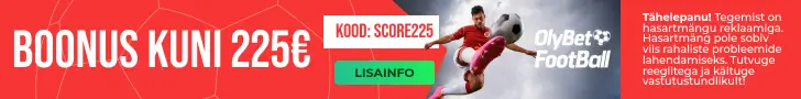 OlyBet spordiennustus: boonus kuni 225 €, kood SCORE225