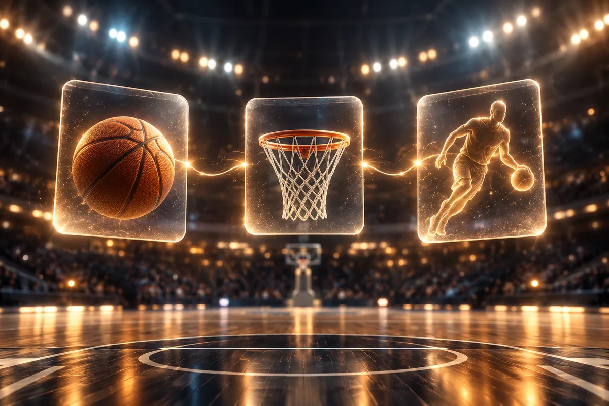 Betsafe NBA tasuta panus: 40 € korvpallipanuste eest 20 € Bet Builderisse 3 Kolm helendavat kaarti korvpalliväljaku kohal: pall, korv ja mängija, ühendatud üheks ahelaks