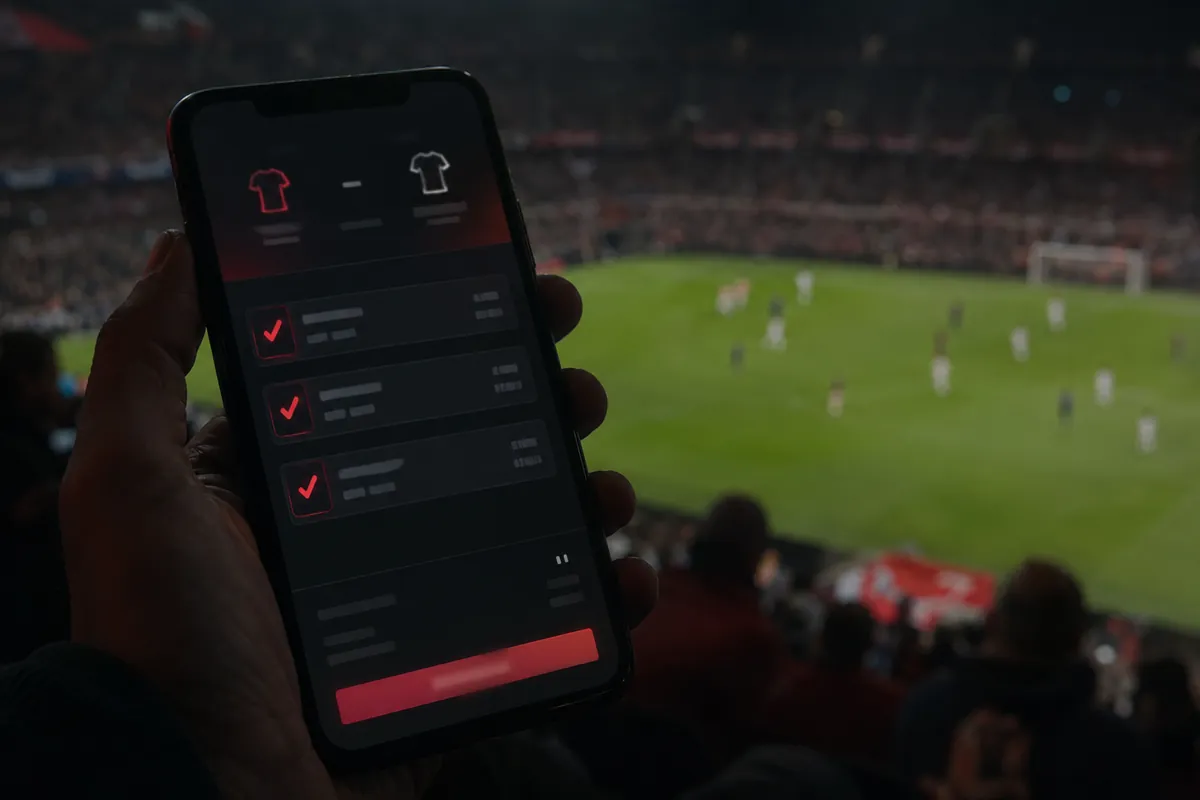 Betsafe Rahvuste Liiga tasuta panus: 40 € panuste eest 20 € Bet Builderisse 3 Nutitelefonis ühe jalgpallimängu kolm valikut ühel panusesedelil, taustal staadion