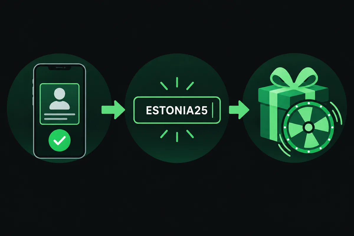 Luckybet ESTONIA25: 25 tasuta keerutust ilma sissemakseta 2 Kolm sammu: konto kinnitamine, kood ESTONIA25 ja tasuta keerutused