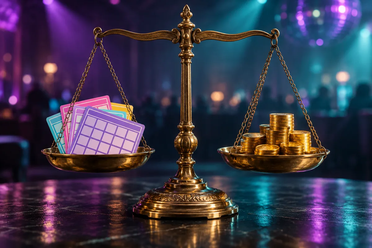Paf bingo piletid: mängi Bingo Beatsi 20 € eest ja saa 40 piletit 3 Kaalud: ühel pool bingopiletid, teisel pool kuldmündid