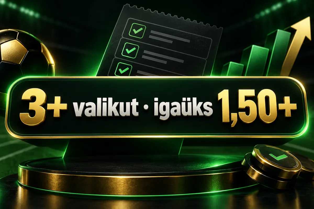 VivatBet äpi boonus: 50% esimesest panusest tasuta panusena, kuni 10 € 2 Infograafik: tasuta panus vähemalt kolme valikuga kombos, iga valiku koefitsient 1,50 või rohkem