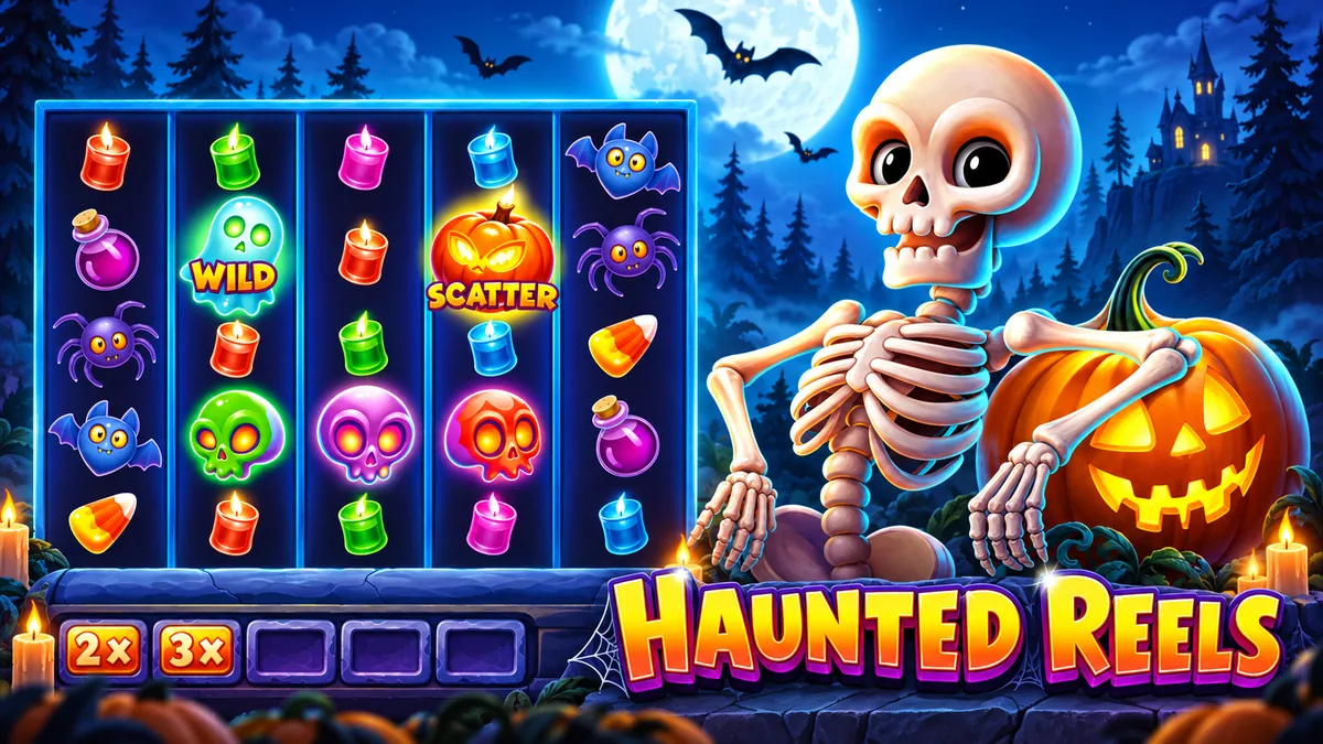 Winz Mega Spinn: 50 € sissemakse eest 10 € keerutus ilma läbimängimiseta 3 Haunted Reels: Halloweeni-teemaline slotimäng kõrvitsate ja skeletiga